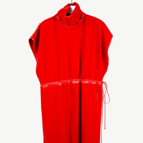 Gucci AW/19 Runway Red Wool Satin-Trim Cowl-Neck Dress - Picture 2 of 15